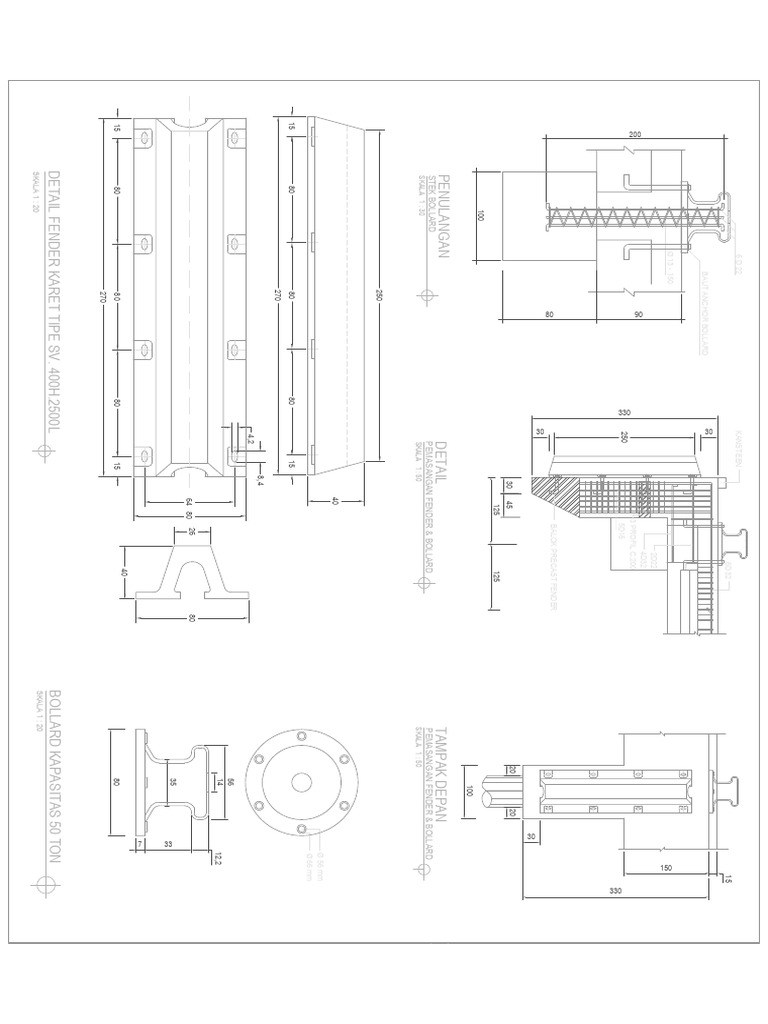 Detail Pemasangan Bollard dan Fender | PDF