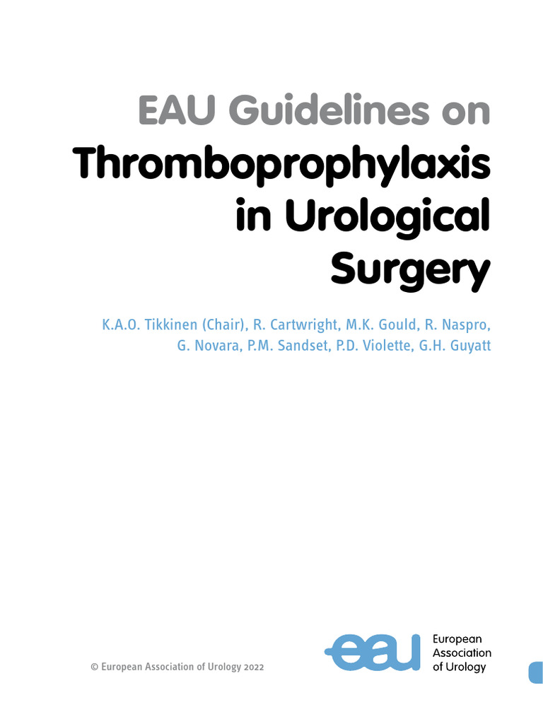 EAU Guidelines On Thromboprophylaxis in Urological Surgery 2022 PDF