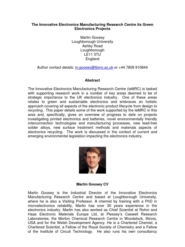 Green Electronics Projects Overview | PDF