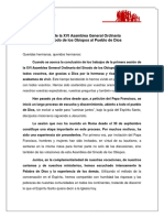 CARTA DE LA XVI ASAMBLEA GENERAL ORDINARIA DEL SÍNODO DE LOS OBISPOS AL PUEBLO DE DIOS