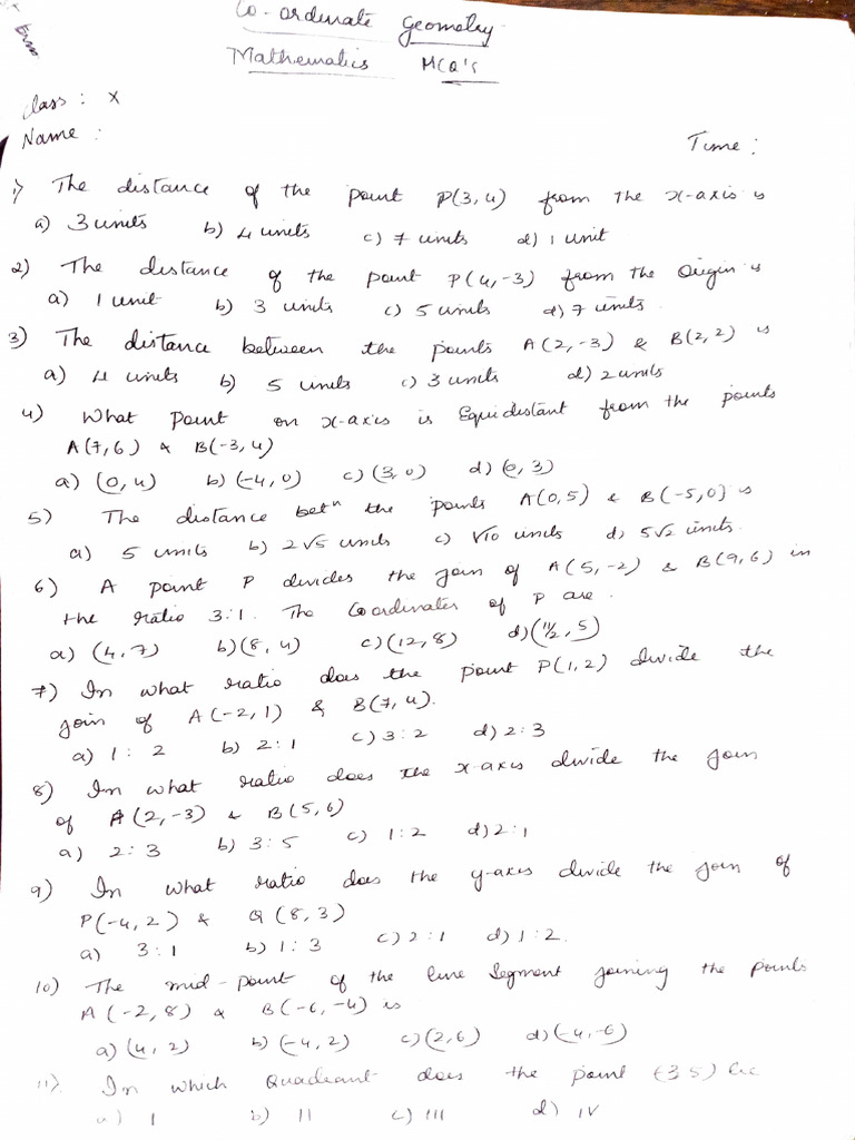 10th Coordinate Geometry | PDF