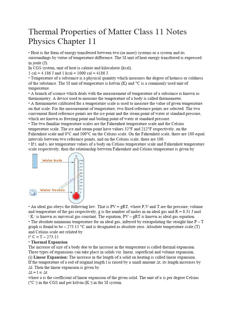 Properties Of Matter Class 11 Chapter