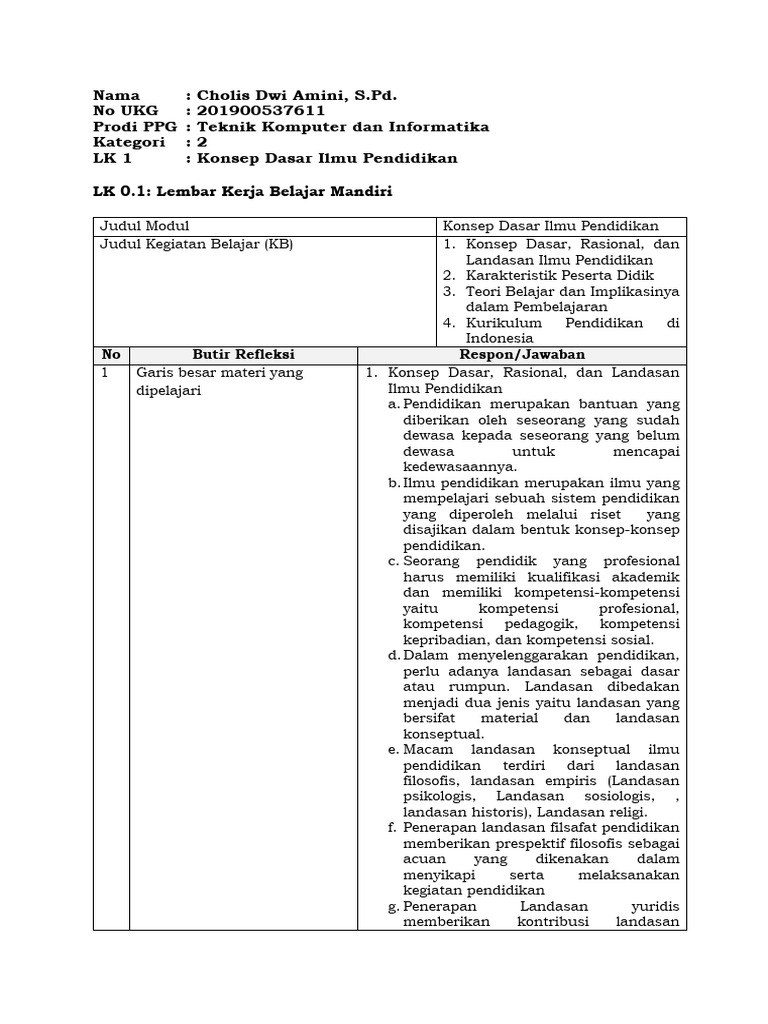 LK 1 Modul 1 Konsep Dasar Ilmu Pendidikan | PDF