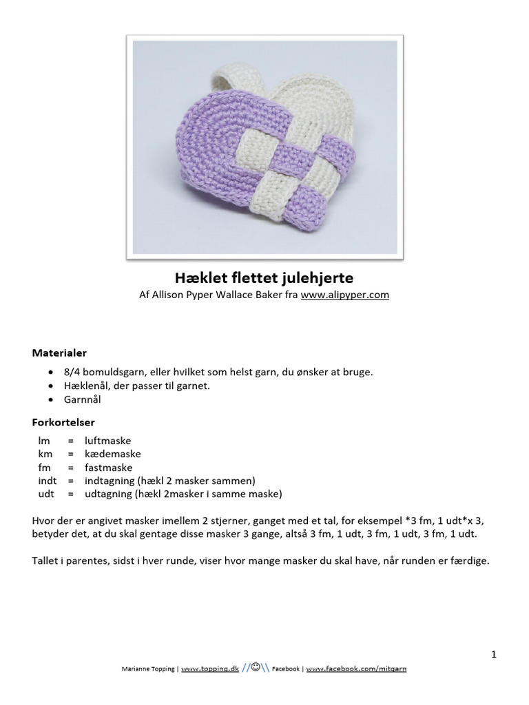 Hæklet Flettet Julehjerte | PDF
