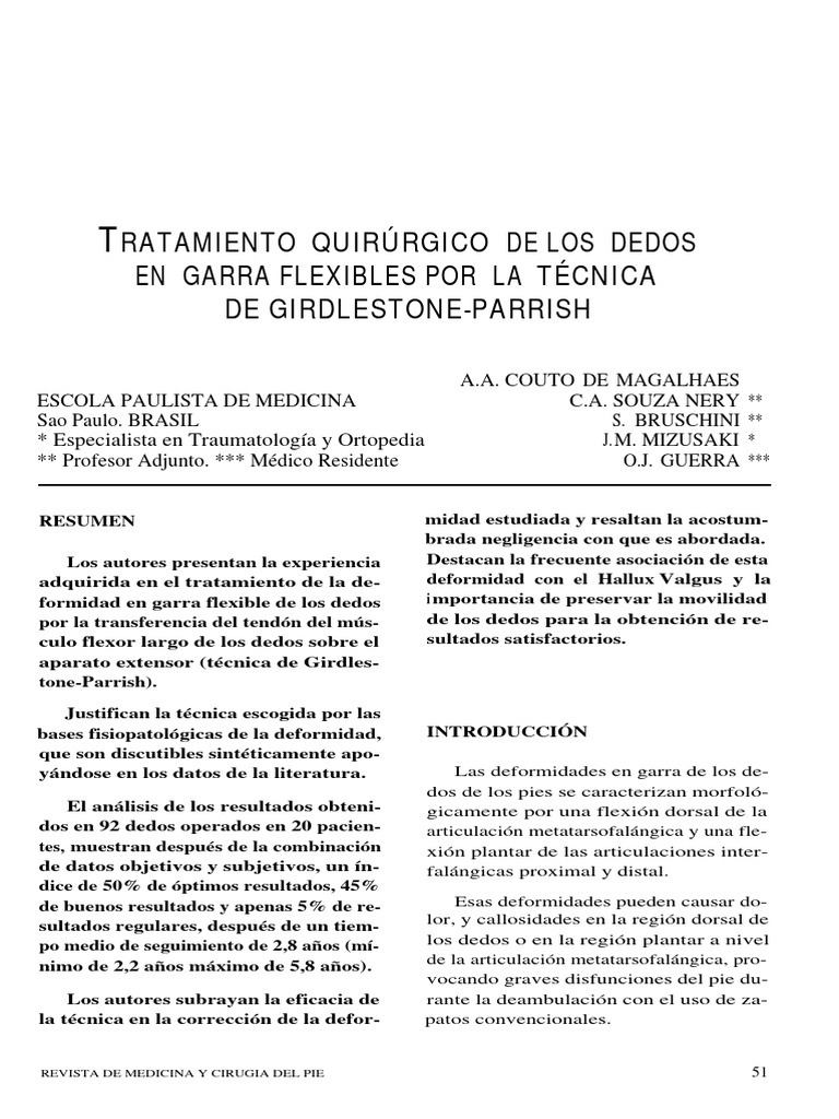 Rpt.0901.Fs9506007 Tratamiento Quirurgico Dedos en Garra Flexibles | PDF |  Pie | Dedo del pie, image size:768x1024