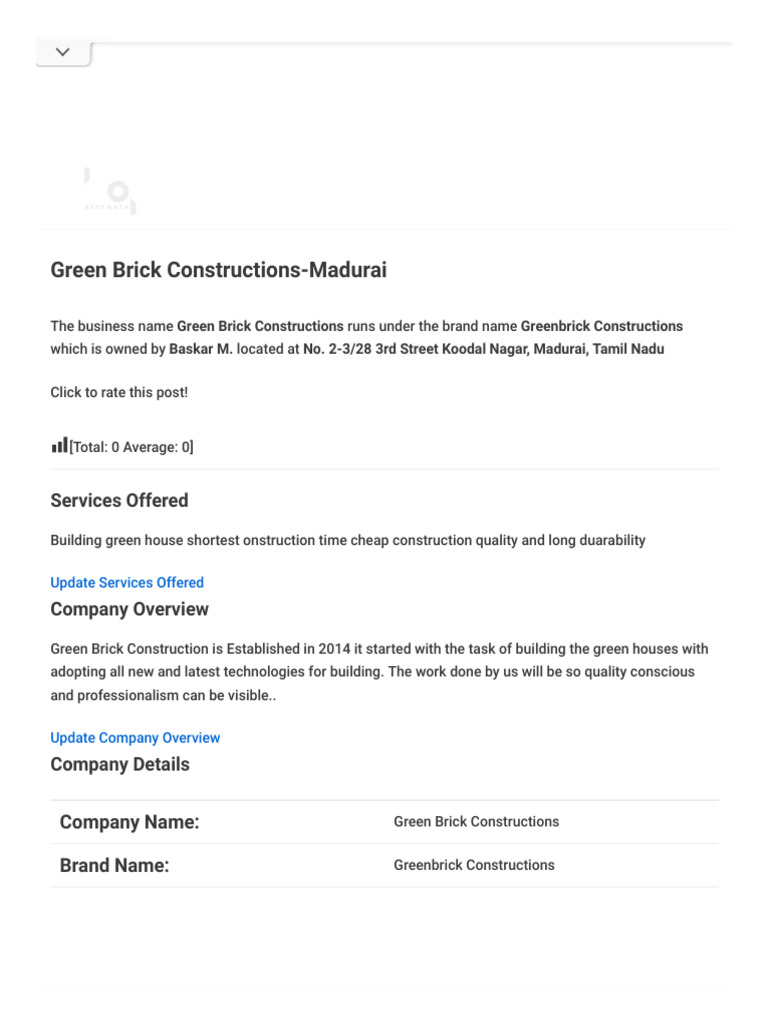Green Brick Constructions Madurai PDF