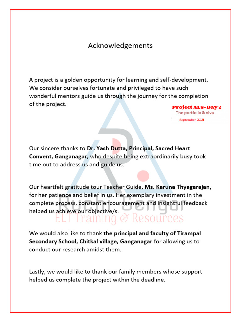 Acknowledgements | PDF | Career & Growth