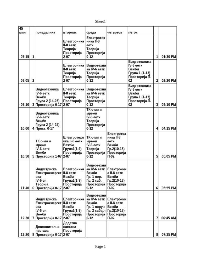 Raspored Na Casovi 202324 PDF