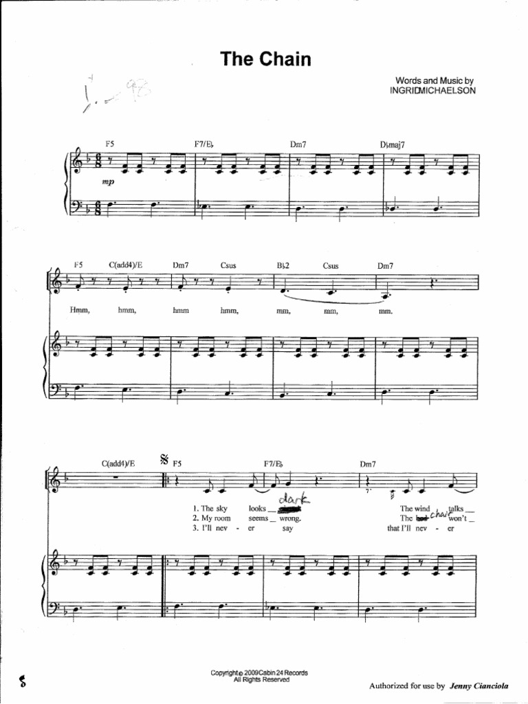 Michaelson, Ingrid. The Chain. 2pt. PDF