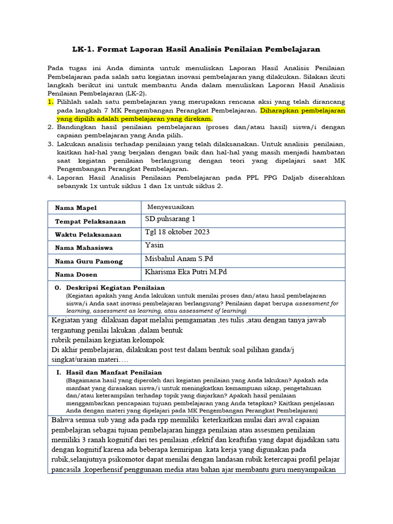 Contoh LK 1 | PDF
