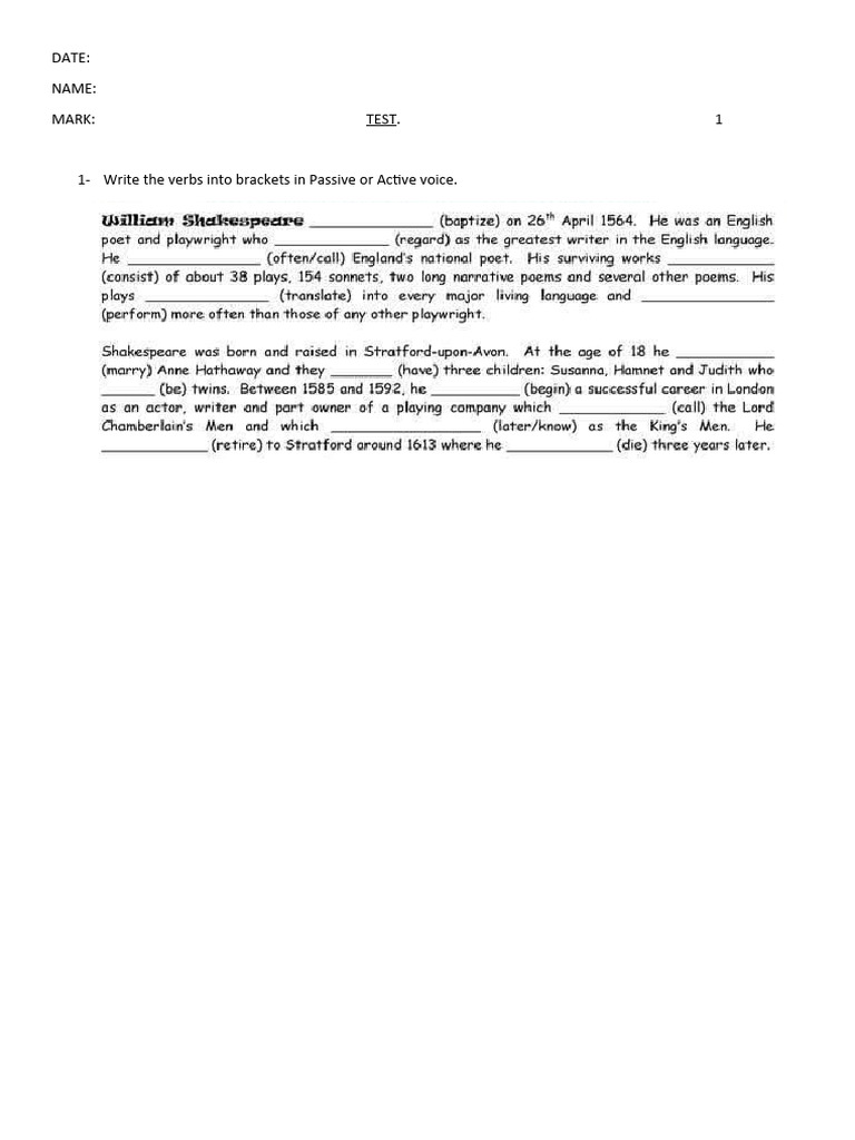 Active and Passive Voice Exercises | PDF | Language Arts & Discipline
