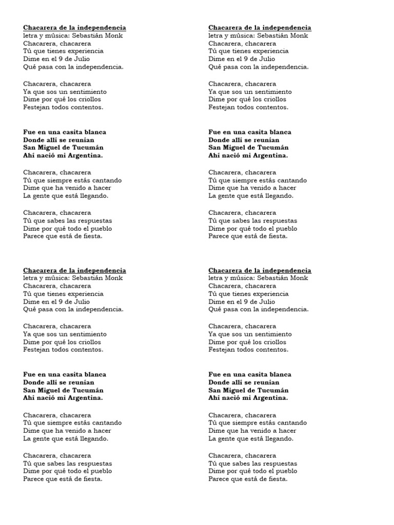 Chacarera de la Independencia | PDF | Musica Popular | Musica ...