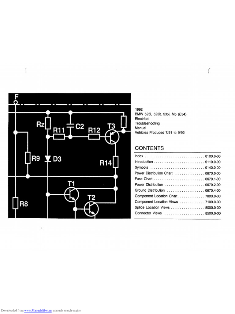 BMW 525i 525it 535i, M5 (E34) 1996 Electrical Wiring Diagrams PDF