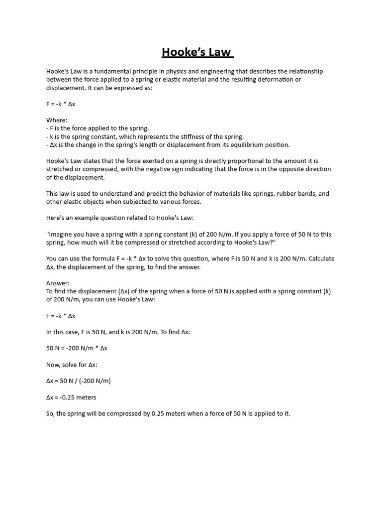 Hooke's Law PDF
