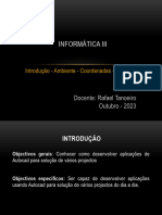 Informatica III - Autocad - Introdução - Ambiente - Coordenadas - Angulo