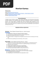 Newton Kamau Curriculum Vitae