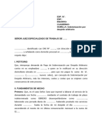 Demanda de Indemnizacion Por Despido Arbitrario