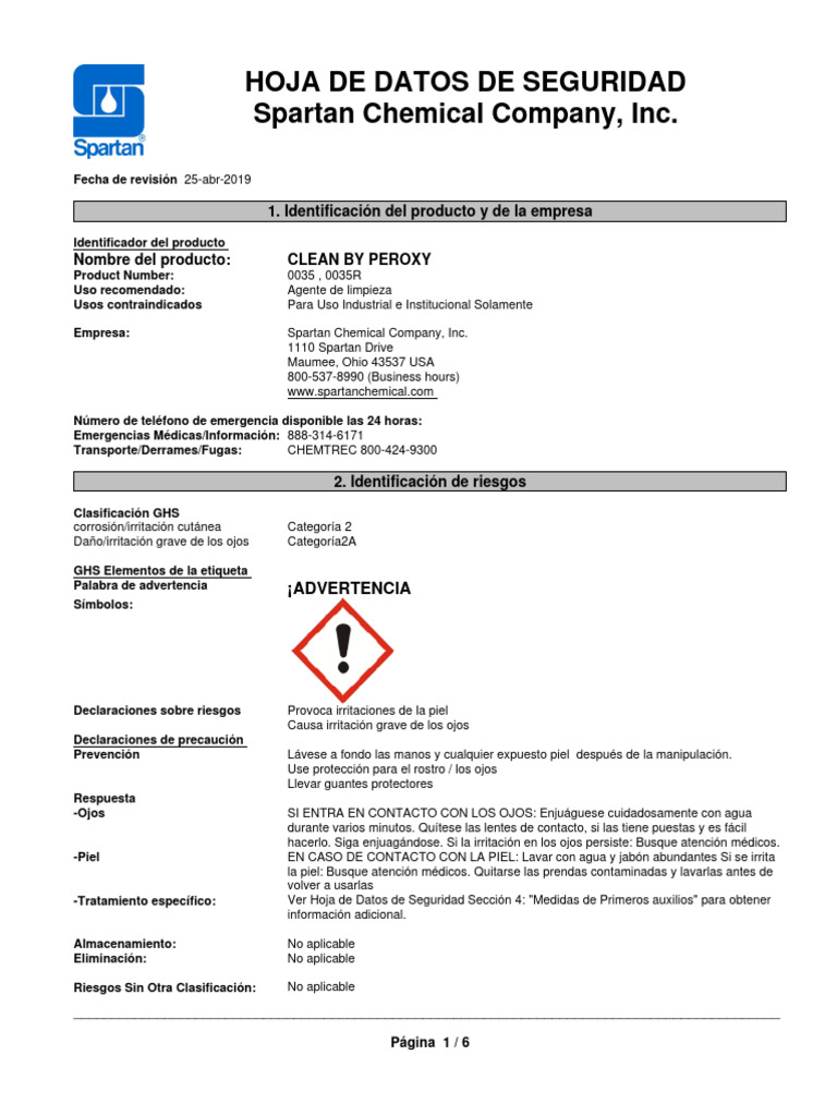 Clean Be Peroxy 0035 | PDF | Química