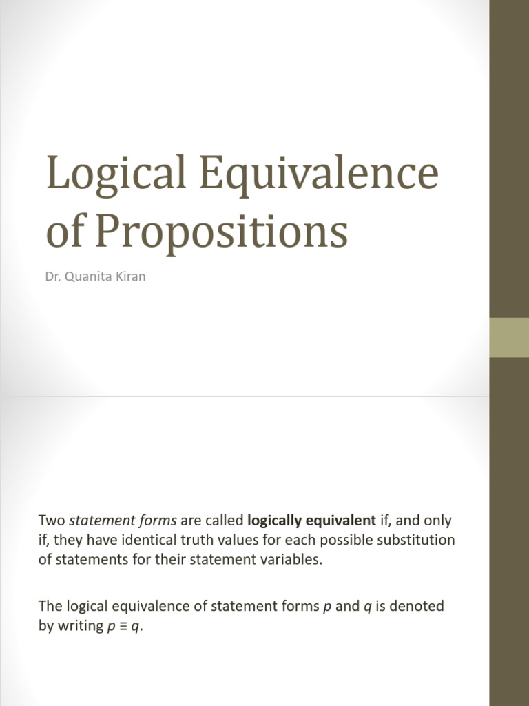 Logical equivalence of propositions pdf