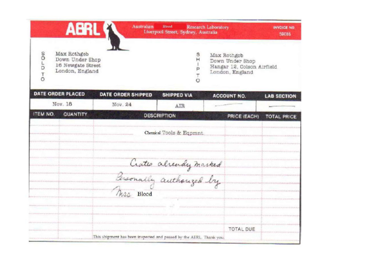 Shipping Receipt PDF