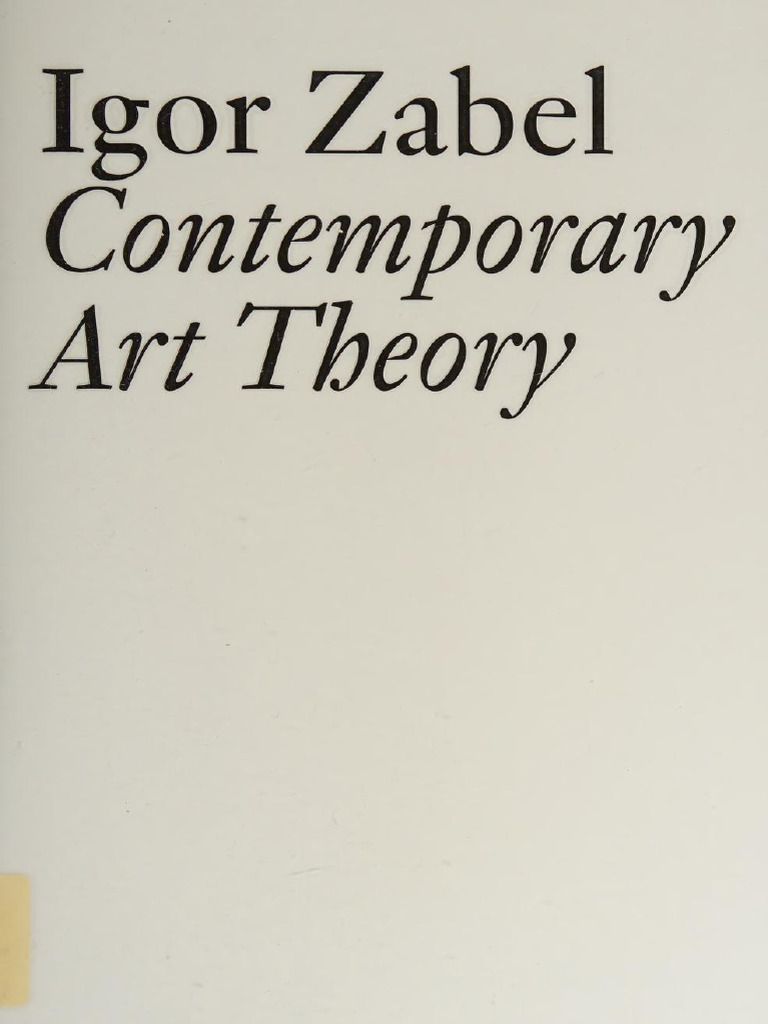 Zabel Igor Contemporary Art Theory 2012 PDF