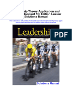 Leadership Theory Application and Skill Development 5th Edition Lussier Solutions Manual