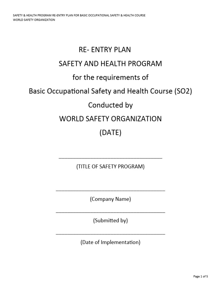 Re entry plan so2 pdf occupational safety and health business