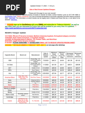 jti cigarette price list 2025 Indiana Minimum Cigarette Prices 2023