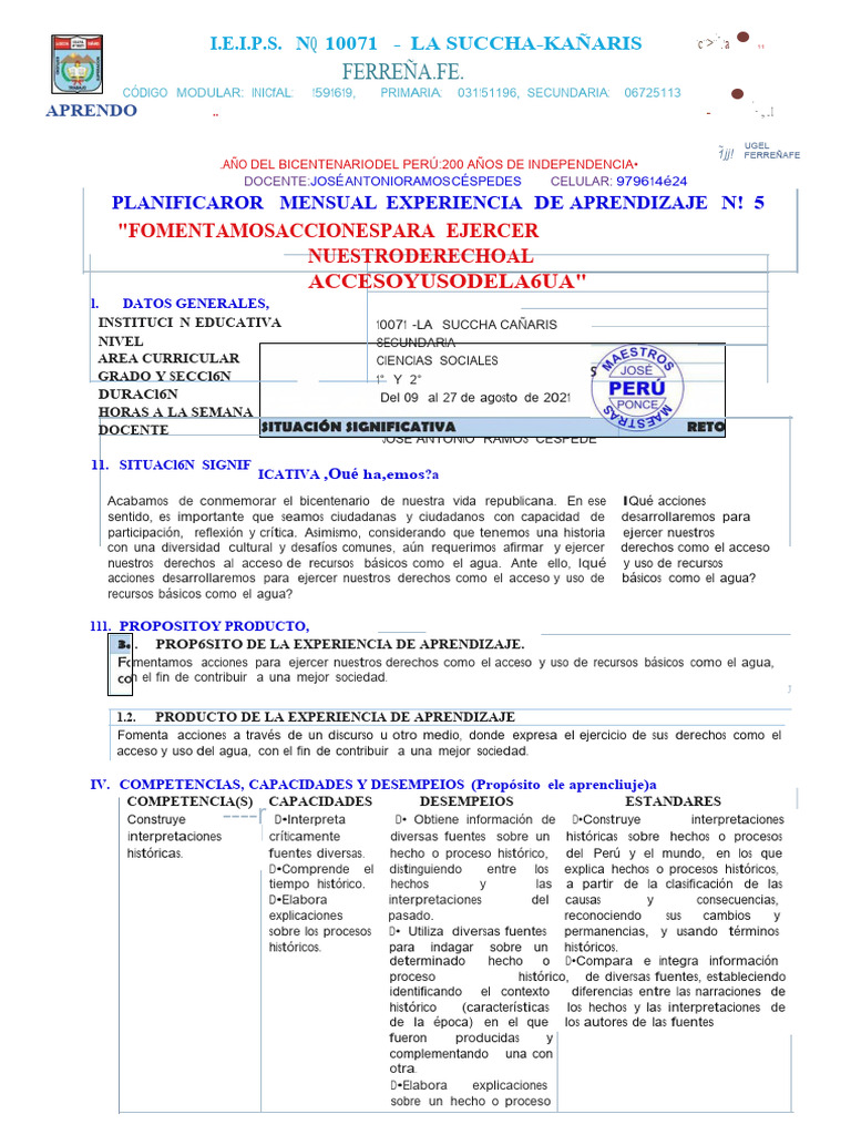 1 Y 2 Planificador Semanal Agosto CCSS Masinteresantes PDF