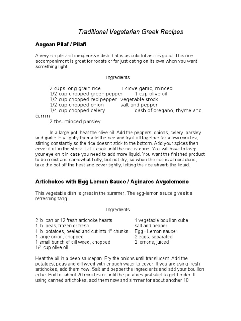 Traditional Vegetarian Greek Recipes PDF Breads Dough