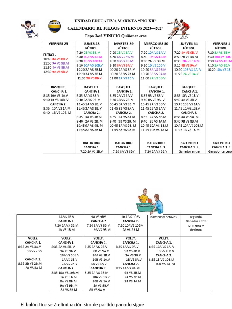Calendario de juegos 2019 2020 pdf juegos de pelota deportes de