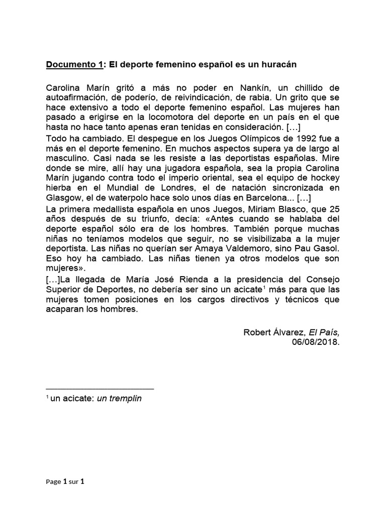 El auge del deporte femenino en España | PDF | Estilo de vida