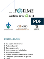 Informe de Gestión - Consejería Estudiantil de FAUV 2010 - 2011