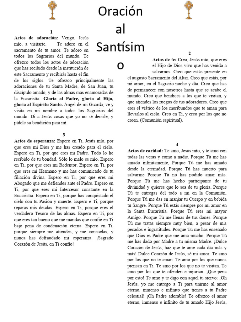 Oración de Adoración y Reflexión Eucarística | PDF | eucaristía | Teología