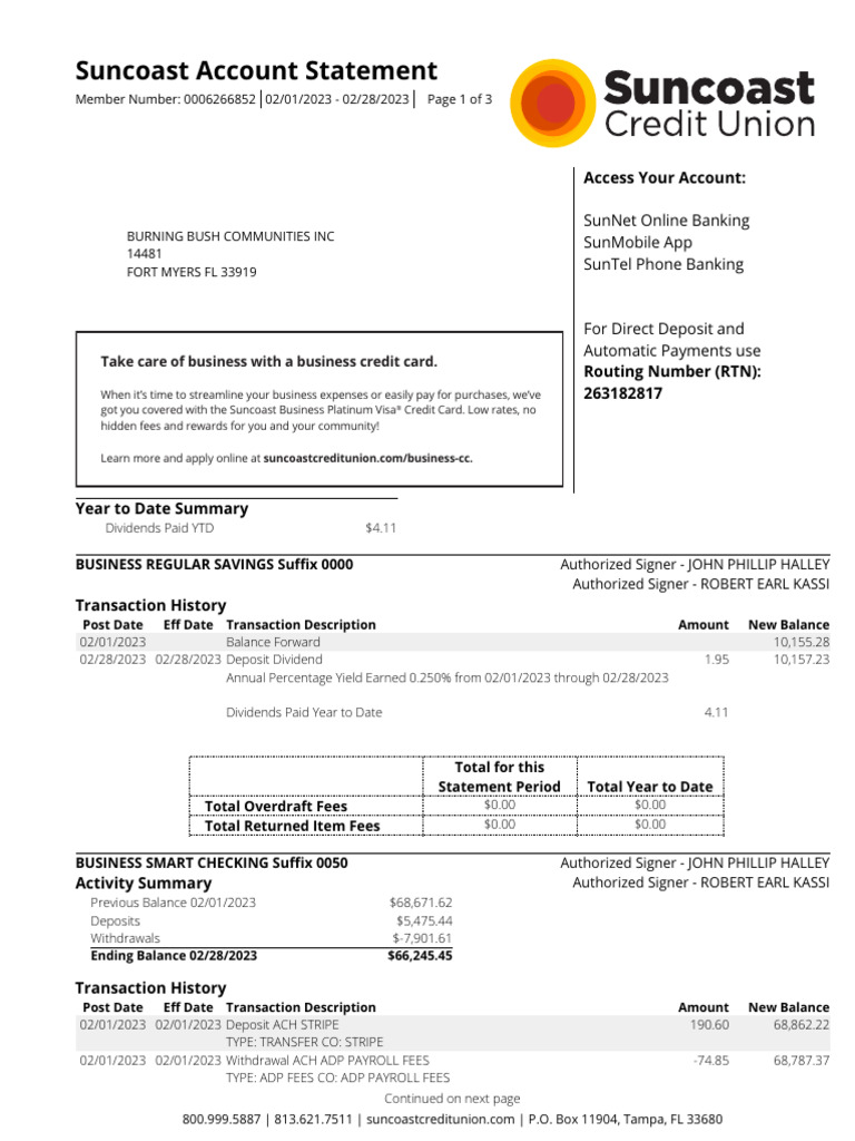 Suncoast February Statement | PDF