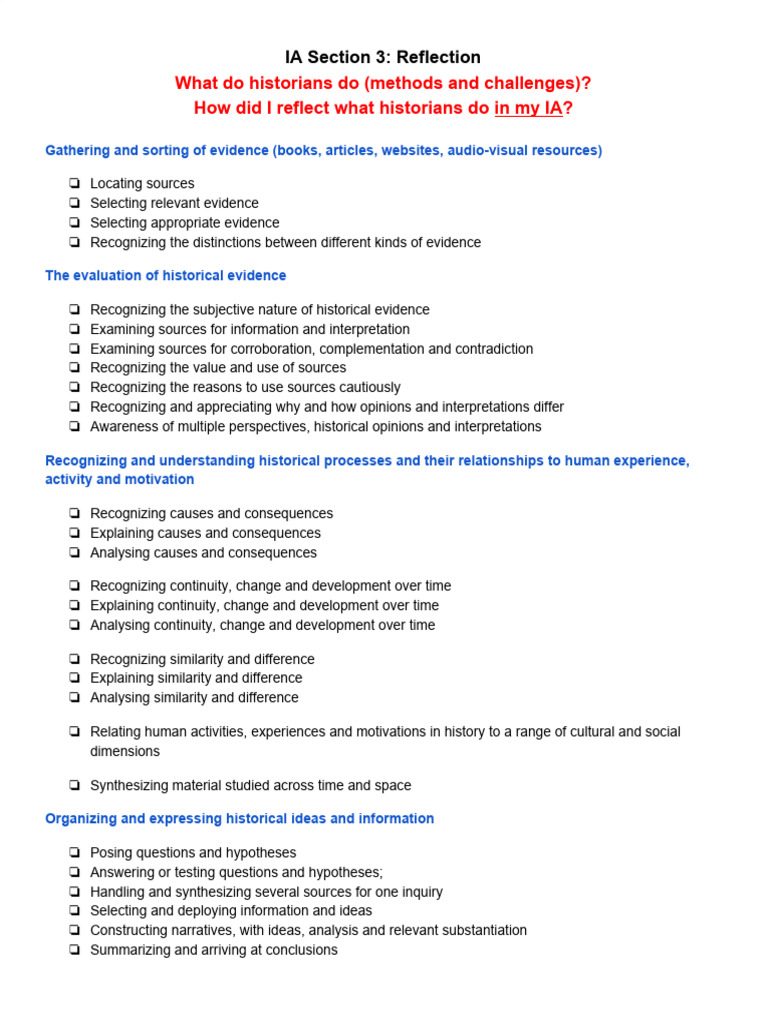 IA Section 3 Reflection PDF Historian Information