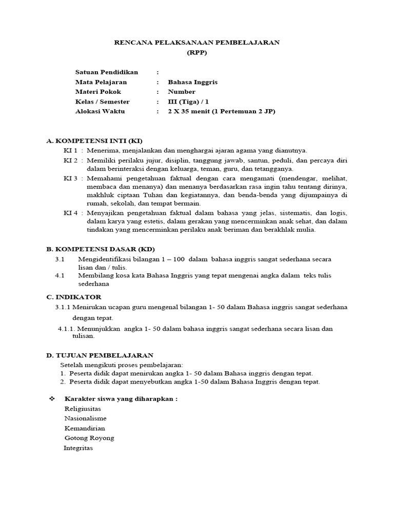 RPP Grade III 3.3 Number | PDF