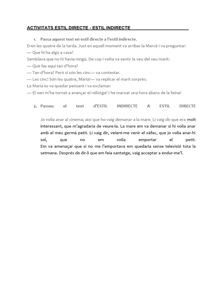 Estil Directe - Indirecte | PDF