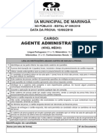 Fauel 2018 Prefeitura de Maringa PR Agente Administrativo Prova