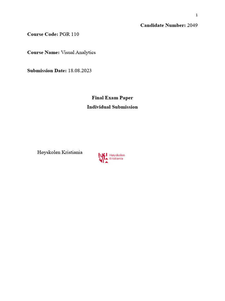 Visual Analytics Exam Report | PDF