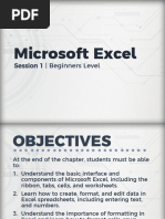 Microsoft Excel: Session 1 - Beginners Level