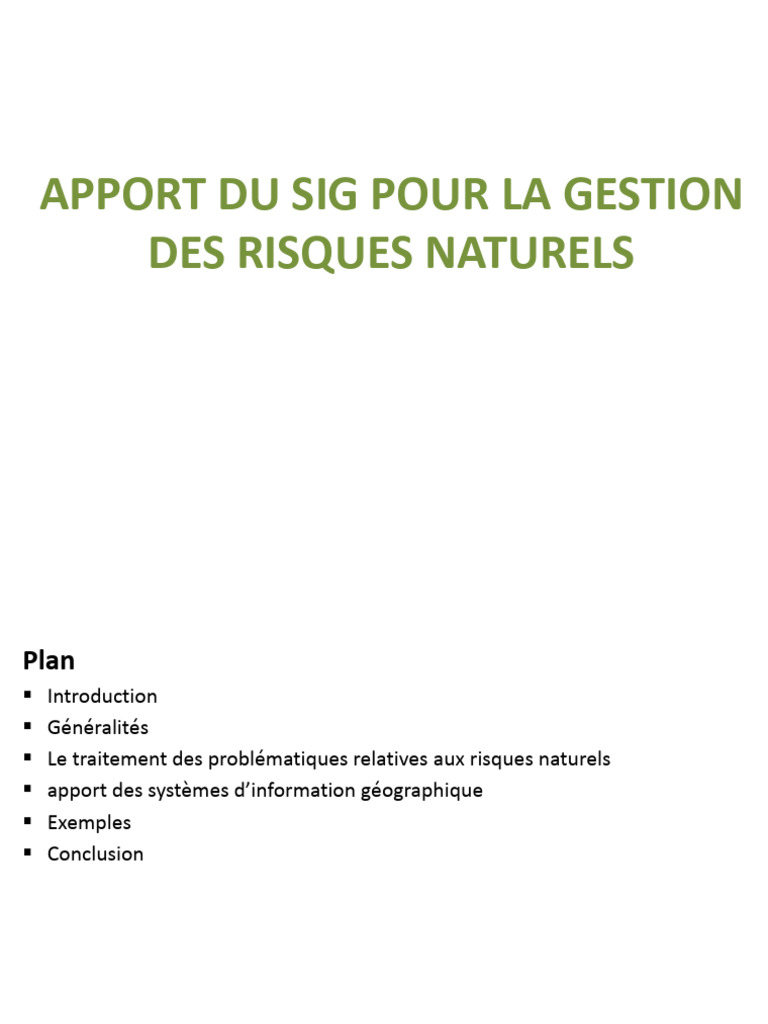 SIG et Gestion des Risques Naturels | PDF | Système d'information ...
