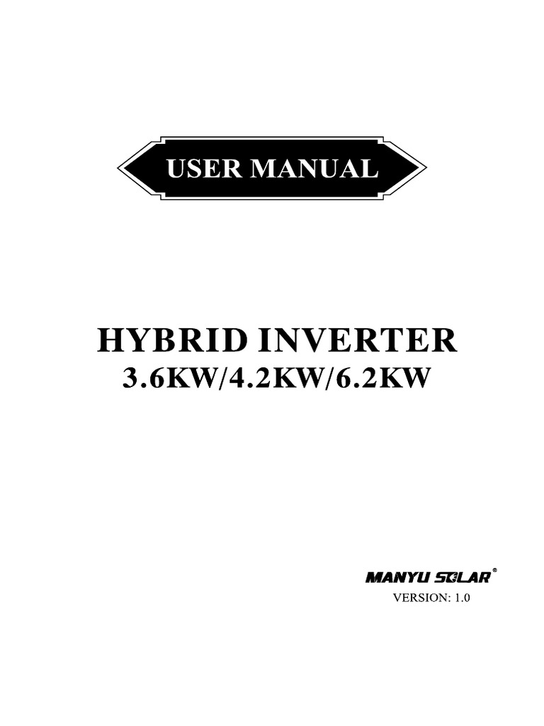 User Manual On & Off Grid) 3.6-6.2KW - 327-100015-09G | PDF