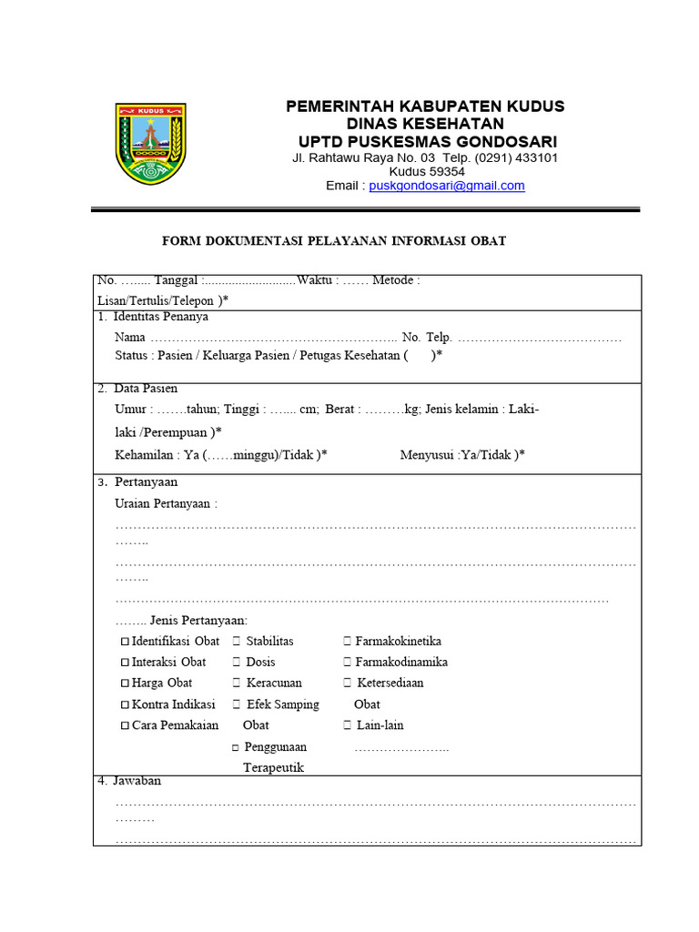 Form Dokumentasi Pelayanan Informasi Obat | PDF