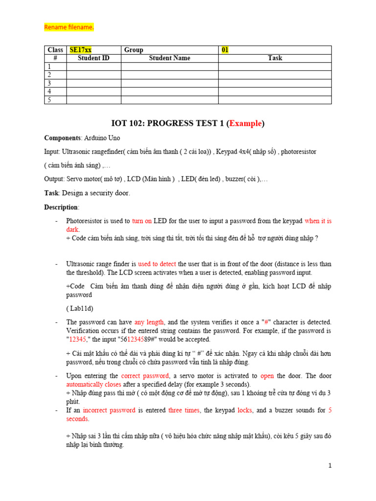 2023 - Fall - Progress Test 1 - Example - SE17xx - Gy | PDF