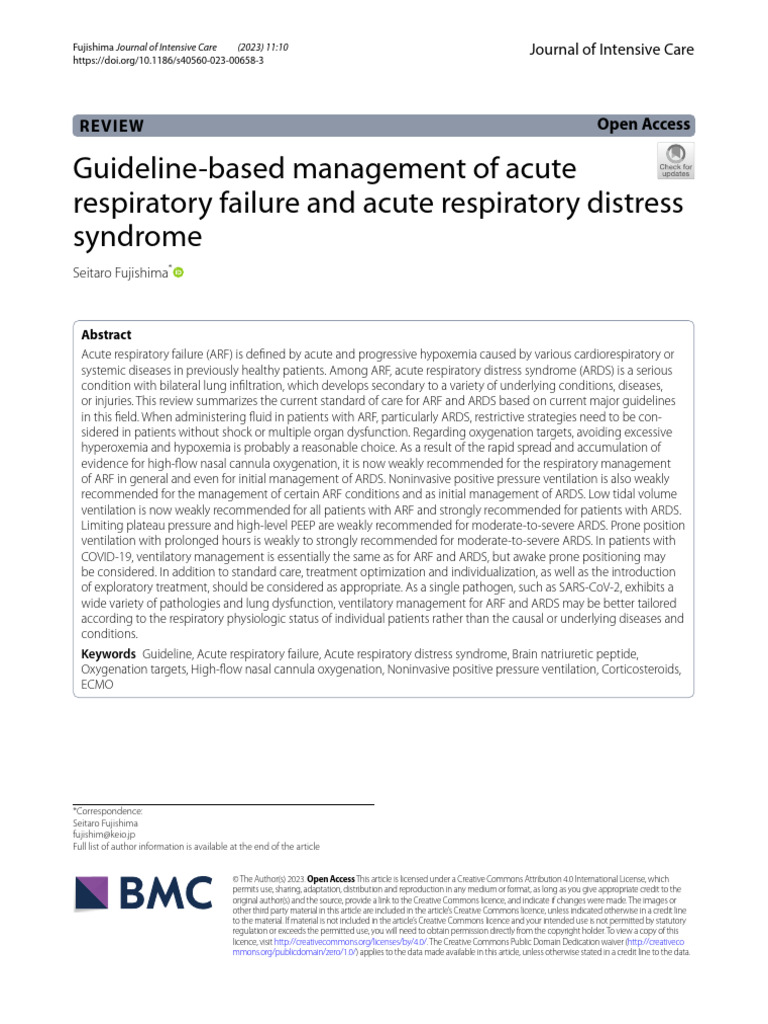 GuidelineBased Management of Acute Respiratory Failure and Acute