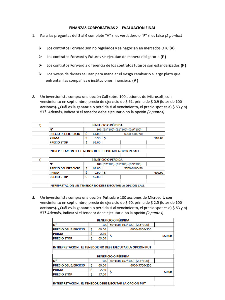 Examen Final Finanzas Corporativas | PDF
