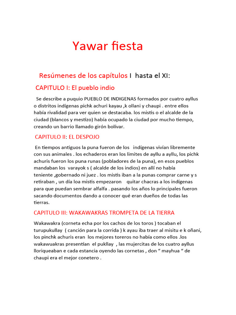 Yawar Fiesta | PDF | Trabajos | Literatura en español