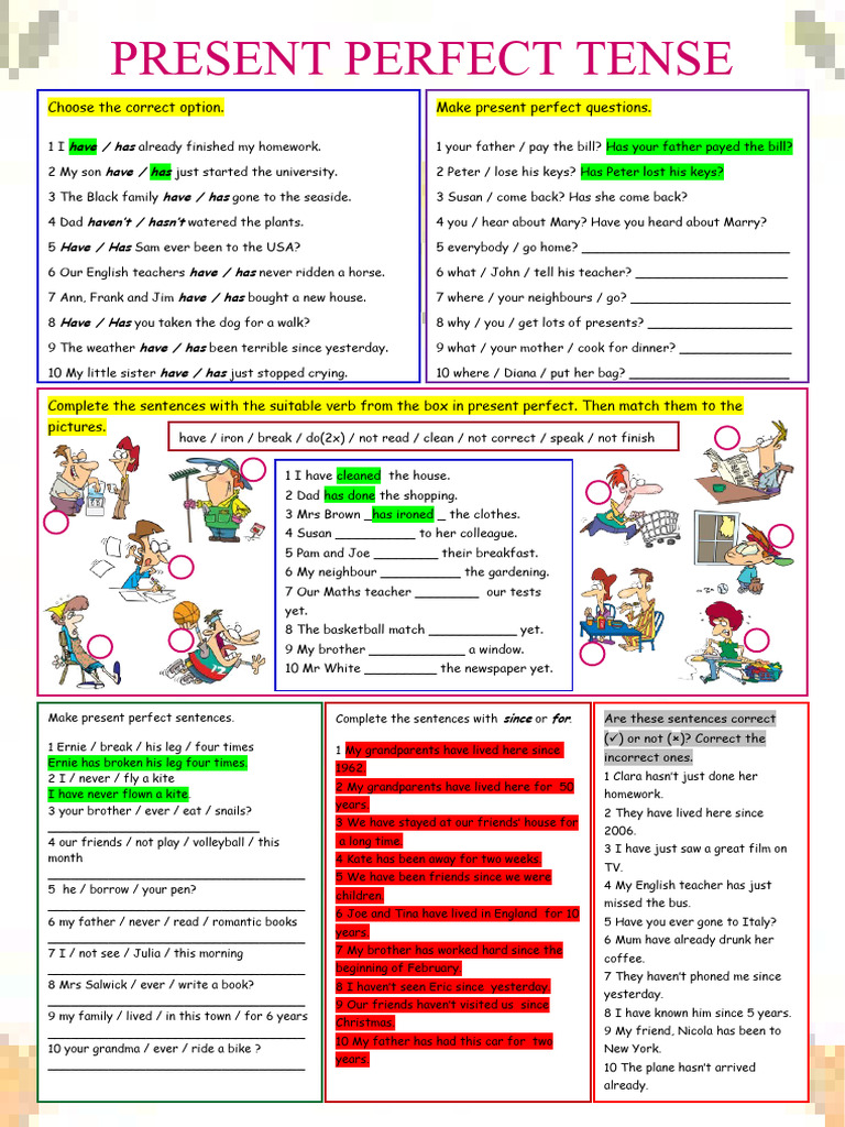 Present Perfect Worksheet PDF