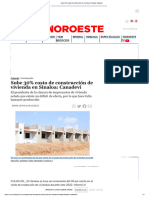 Sube 30% Costo de Construcción de Vivienda en Sinaloa - Canadevi